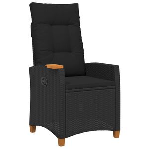 vidaXL Scaun reclinabil cu placă pentru ceai Negru 62 x 64 x 112 cm