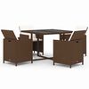 vidaXL Set mobilier de grădină, 5 piese, cu perne, maro, poliratan