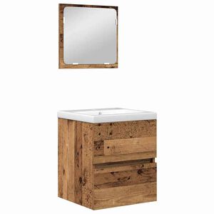 vidaXL Set de mobilier pentru baie cu sertar 2 pcs Lemn vechi și Alb