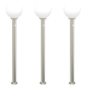 vidaXL St&acirc;lpi iluminatori cu senzor, 3 buc., 120 cm, oțel inoxidabil, IP44