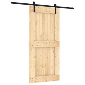 vidaXL Ușă glisantă Natural și Negru 95 x 210 cm Lemn de Pin Solid