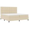 vidaXL Pat cu arcuri cu saltea cu headboard Crem 200 x 200 cm țesătură