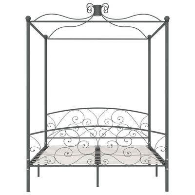 vidaXL Cadru de pat cu baldachin, gri, 160 x 200 cm, metal
