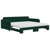 vidaXL Pat de zi cu extensie și saltele verde &icirc;nchis 100x200cm catifea