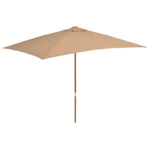 vidaXL Umbrelă de soare, exterior, st&acirc;lp lemn, 200x300 cm, gri taupe