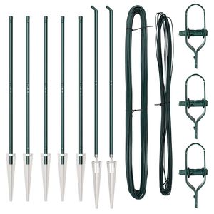 vidaXL Stâlpi de Gard Manual 7 pcs Verde Ø32mm 160 cm Oțel galvanizat