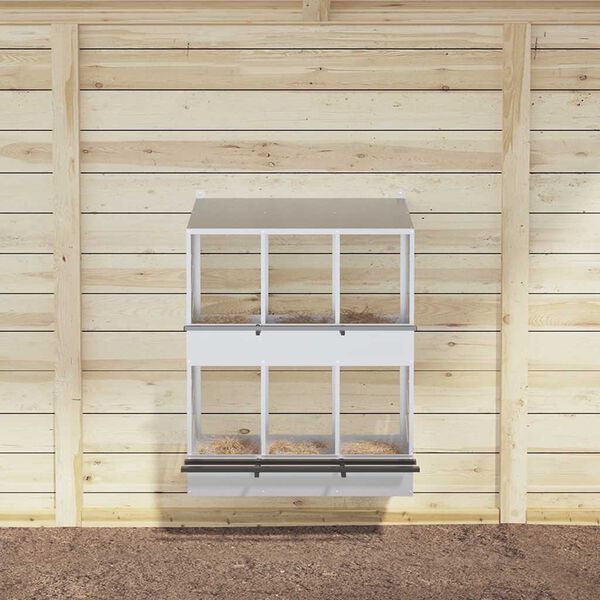 vidaXL Cubit pentru pui cu 6 compartimente, metal argintiu galvanizat