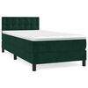vidaXL Pat box spring cu saltea, verde &icirc;nchis, 90x190 cm, catifea