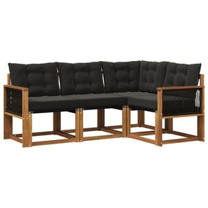 vidaXL Set de canapele de exterior cu pernă 4 pcs Natural și Negru
