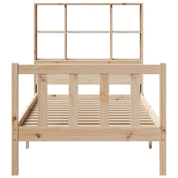 vidaXL Pat cu bibliotecă fără saltea, 90x190 cm, lemn masiv de pin