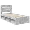 vidaXL Cadru de pat Gri Concret 75 x 190 cm Lemn de pin masiv