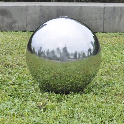 vidaXL Fântână sferică de grădină cu LED-uri, 20 cm, oțel inoxidabil