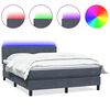 vidaXL Pat cu arcuri cu saltea și LED, gri &icirc;nchis, 160x210 cm, catifea