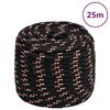 vidaXL Fr&acirc;nghie de barcă, negru, 16 mm, 25 m, polipropilenă