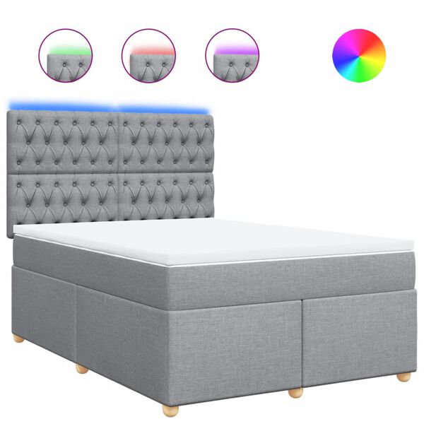 vidaXL Pat continental, gri deschis, 140x200 cm, material textil