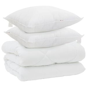 vidaXL Duvet de iarnă cu pernă 3 pcs Alb Microfibră