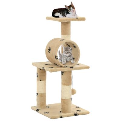 vidaXL Ansamblu pisici, stâlpi funie sisal, 65 cm imprimeu lăbuțe, bej