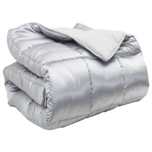 vidaXL Duvet de iarnă Argintiu 200 x 135 cm Satin și Microfibra