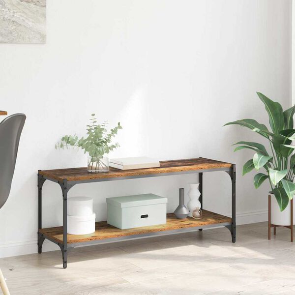 vidaXL Cabinet TV Lemn Vechi 100x33x41cm Lemn Ingineresc și Fier