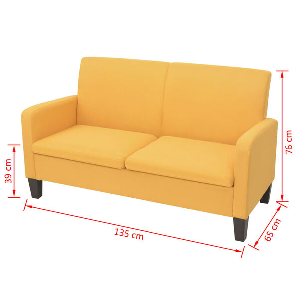 vidaXL Canapea cu 2 locuri, 135 x 65 x 76 cm, galben