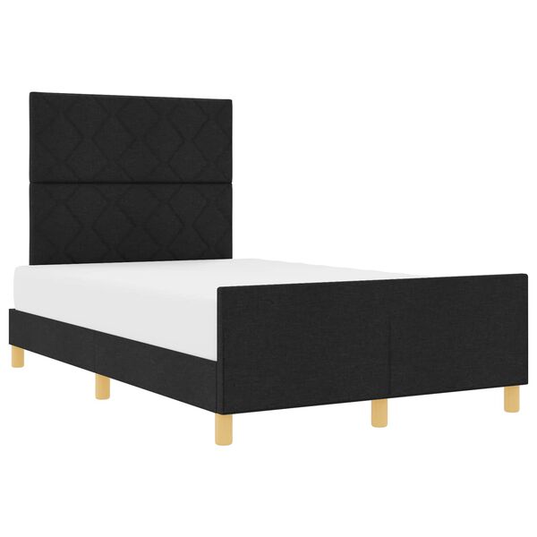 vidaXL Cadru de pat cu headboard Negru 120 x 200 cm țesătură