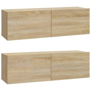 vidaXL Dulapuri TV de perete 2 buc. stejar 100x30x30 cm lemn compozit