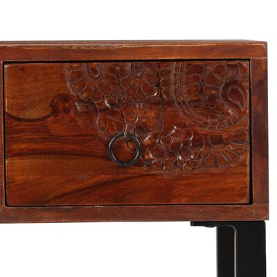 vidaXL Birou, 117x50x76 cm, lemn masiv de sheesham și piele naturală
