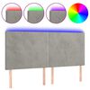 vidaXL Tăblie de pat cu LED, gri deschis, 160x5x118/128 cm, catifea