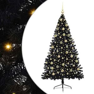 vidaXL Pom de Crăciun artificial pre-iluminat Negru 180 cm PVC