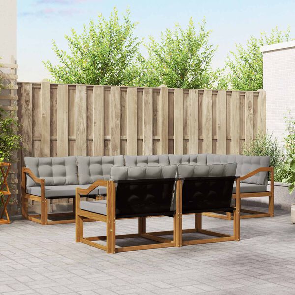 vidaXL Set de canapele de exterior 7 pcs Gri natural și deschis