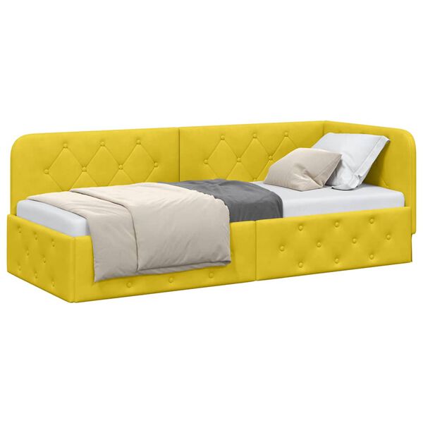 vidaXL Cadru de pat colțar cu headboard Galben 80 x 200 cm Catifea