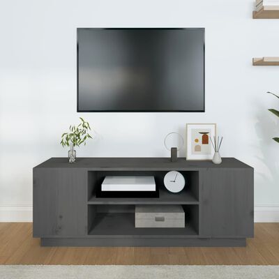 vidaXL Comodă TV, gri, 110x35x40,5 cm, lemn masiv de pin
