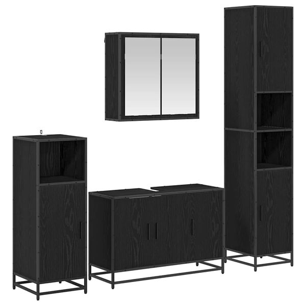 vidaXL Set de mobilier pentru baie 2 pcs Stejar Negru Lemn compozit