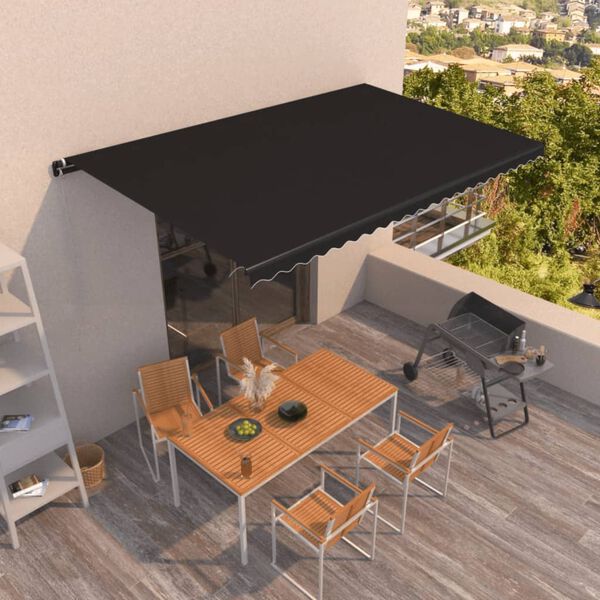 vidaXL Copertină retractabilă manual, antracit, 500x350 cm