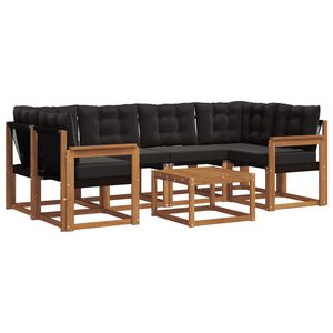 vidaXL Set de canapele de exterior cu pernă 7 pcs Natural și Negru