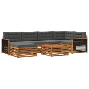 vidaXL Set de canapele de exterior cu pernă 7 pcs Natural și Antracit
