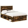 vidaXL Cadru de pat Stejar fumuriu 120 x 190 cm Lemn de pin masiv
