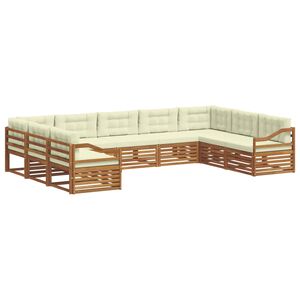 vidaXL Set de canapele de exterior cu pernă 9 pcs Natural și Crem