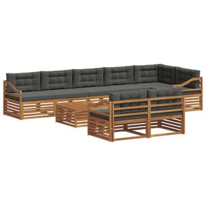 vidaXL Set de canapele de exterior cu pernă 9 pcs Natural și Antracit