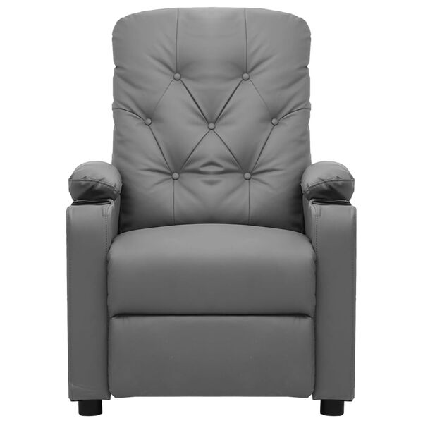 vidaXL Fotoliu rabatabil electric, gri, piele ecologică