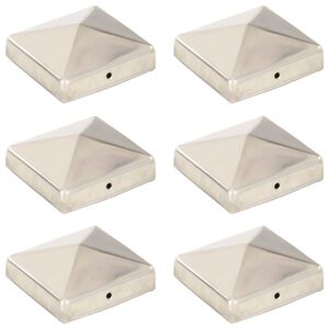 vidaXL Capace st&acirc;lpi de gard piramidă 6 buc. 81x81 mm oțel inoxidabil