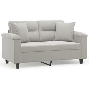 vidaXL Canapea cu 2 locuri, cu perne, gri, 120 cm, microfibră