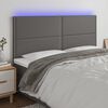 vidaXL Tăblie cu LED-uri, gri, 160x5x118/128 cm, piele ecologică