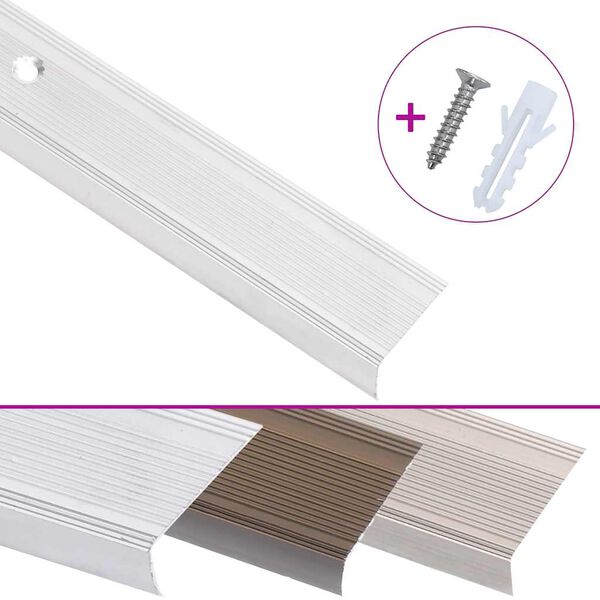 vidaXL Profile trepte &icirc;n formă de L, 15 buc, argintiu, 90 cm, aluminiu