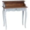vidaXL Masă de scris Maro și alb 80 x 40 x 92 cm Lemn masiv de mahon