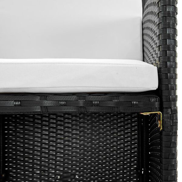 vidaXL Set mobilier de exterior cu perne, 11 piese, negru, poliratan