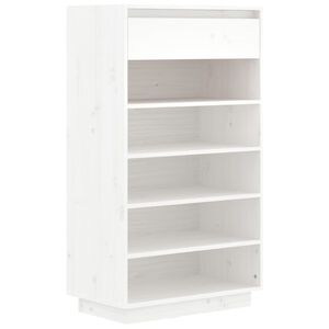 vidaXL Pantofar, alb, 60x34x105 cm, lemn masiv de pin