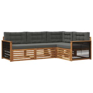 vidaXL Set de canapele de exterior cu pernă 4 pcs Natural și Antracit