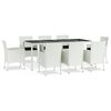 vidaXL Set mobilier de grădină cu perne, 9 piese, alb, poliratan