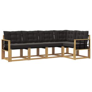 vidaXL Set de canapele de exterior cu pernă 5 pcs Alb și negru